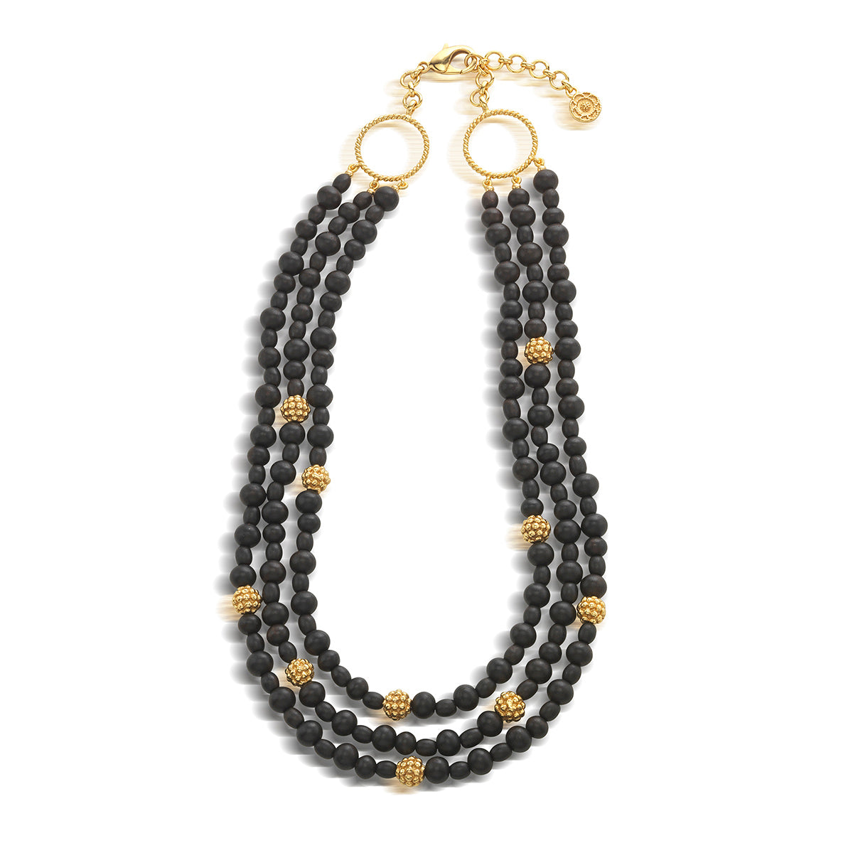 Berry 3-Strand Necklace, 18"+2" - Ebony
