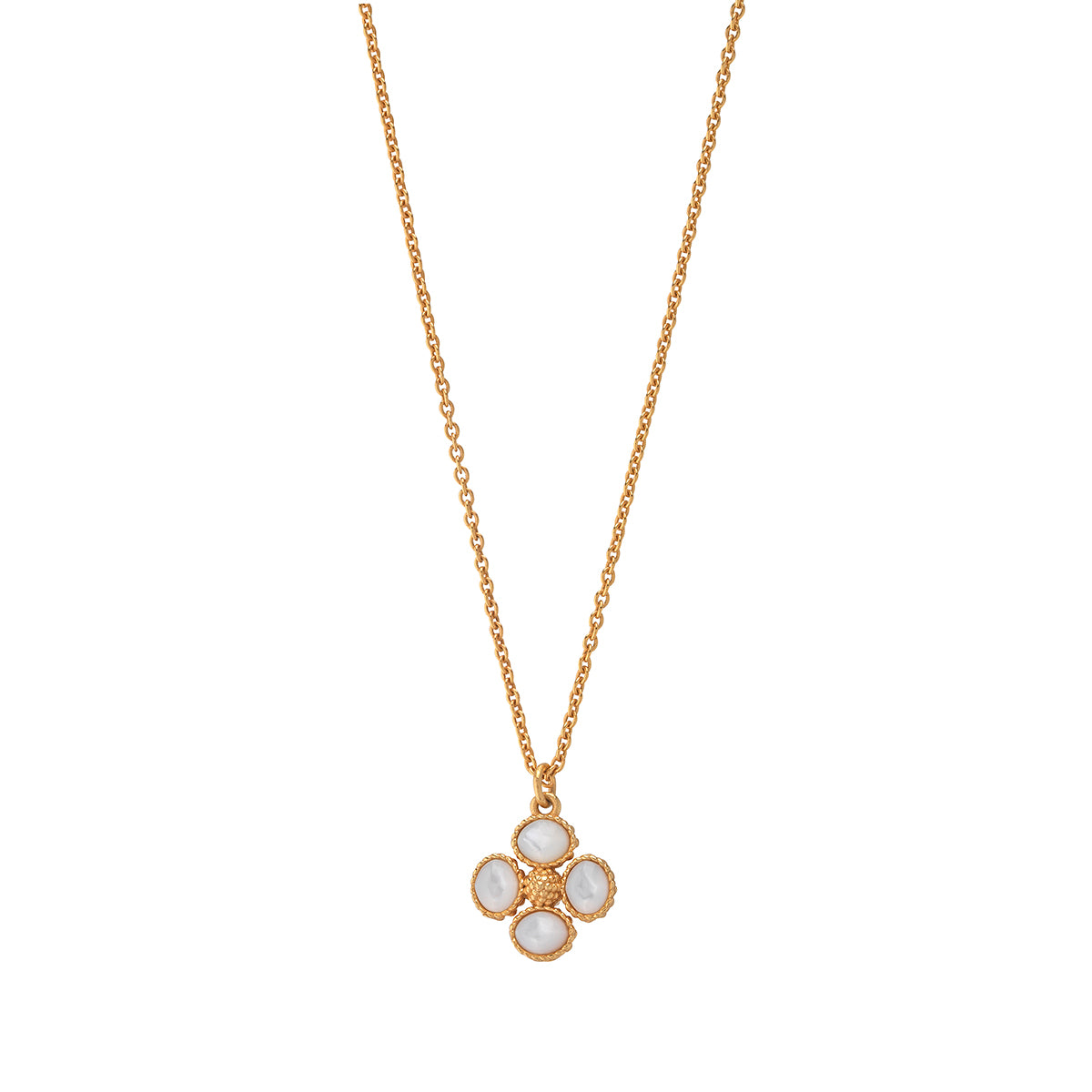 Berry Clover Double Sided Charm Necklace, 16"+2" - MOP