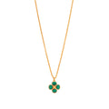Berry Clover Double Sided Charm Necklace - Malachite