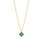 Berry Clover Double Sided Charm Necklace - Malachite