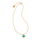 Berry Clover Double Sided Charm Necklace, 16"+2" - Turquoise