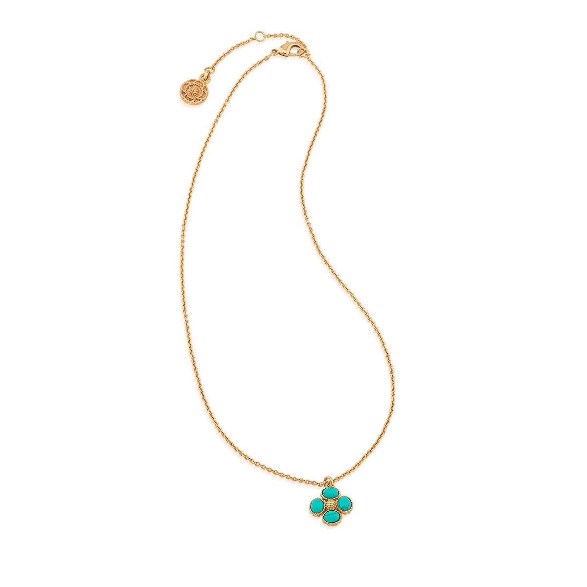 Berry Clover Double Sided Charm Necklace, 16"+2" - Turquoise