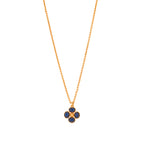 Berry Clover Double Sided Charm Necklace - Blue Labradorite