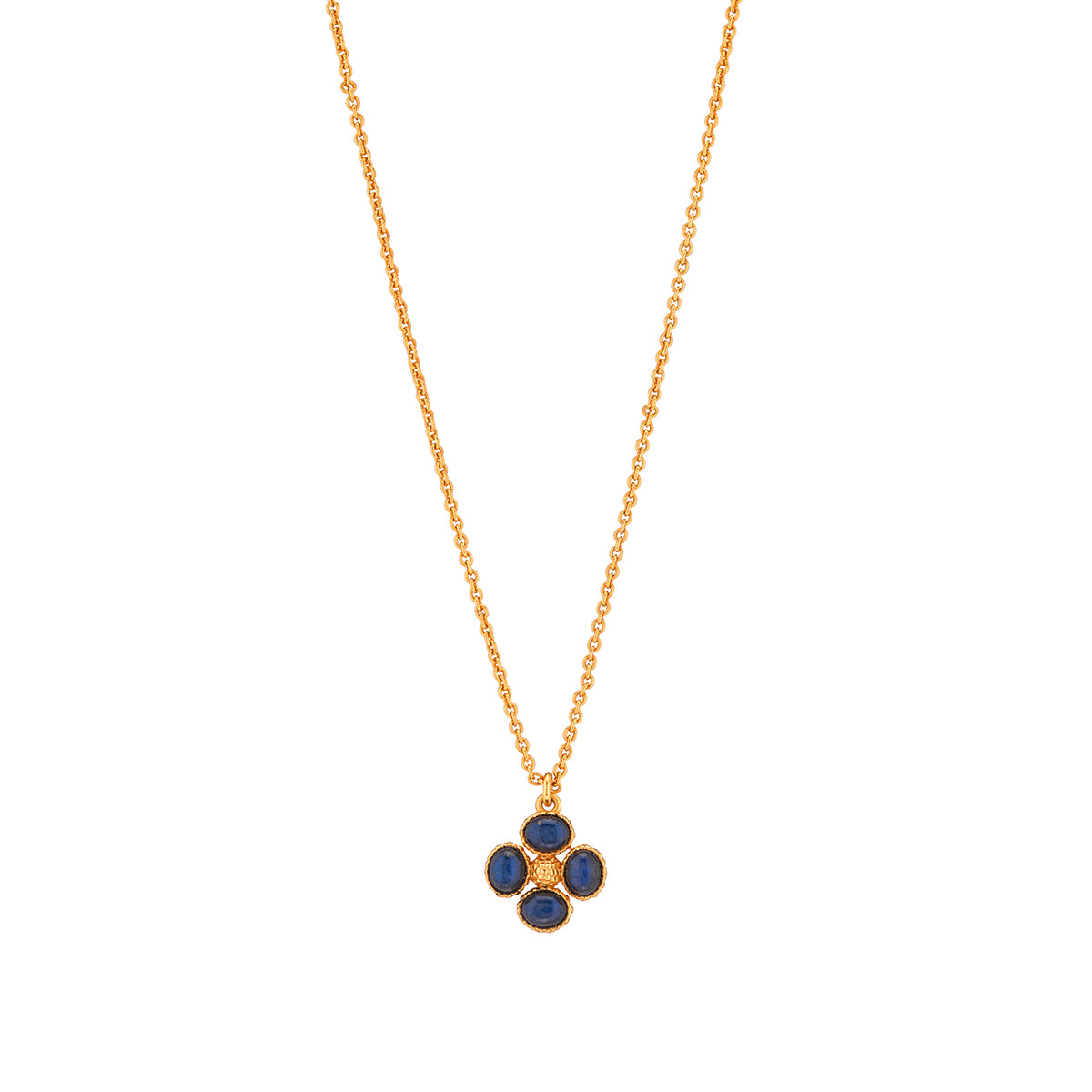 Berry Clover Double Sided Charm Necklace - Blue Labradorite
