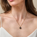 Berry Clover Double Sided Charm Necklace - Blue Labradorite