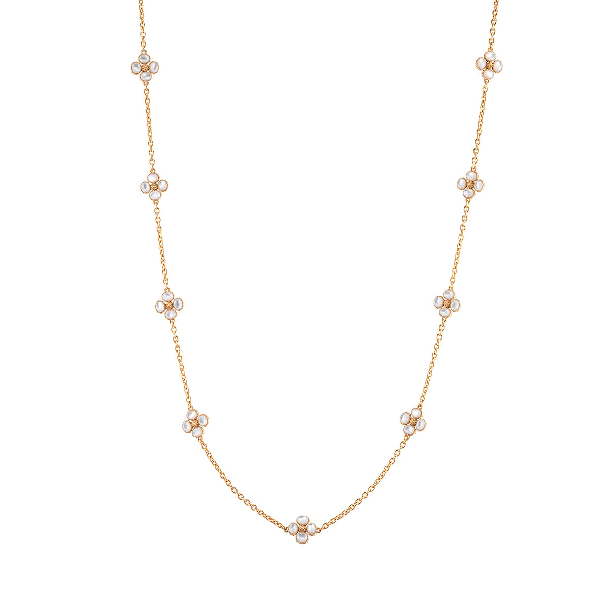 Berry Clover Double Sided Necklace, 28" - MOP