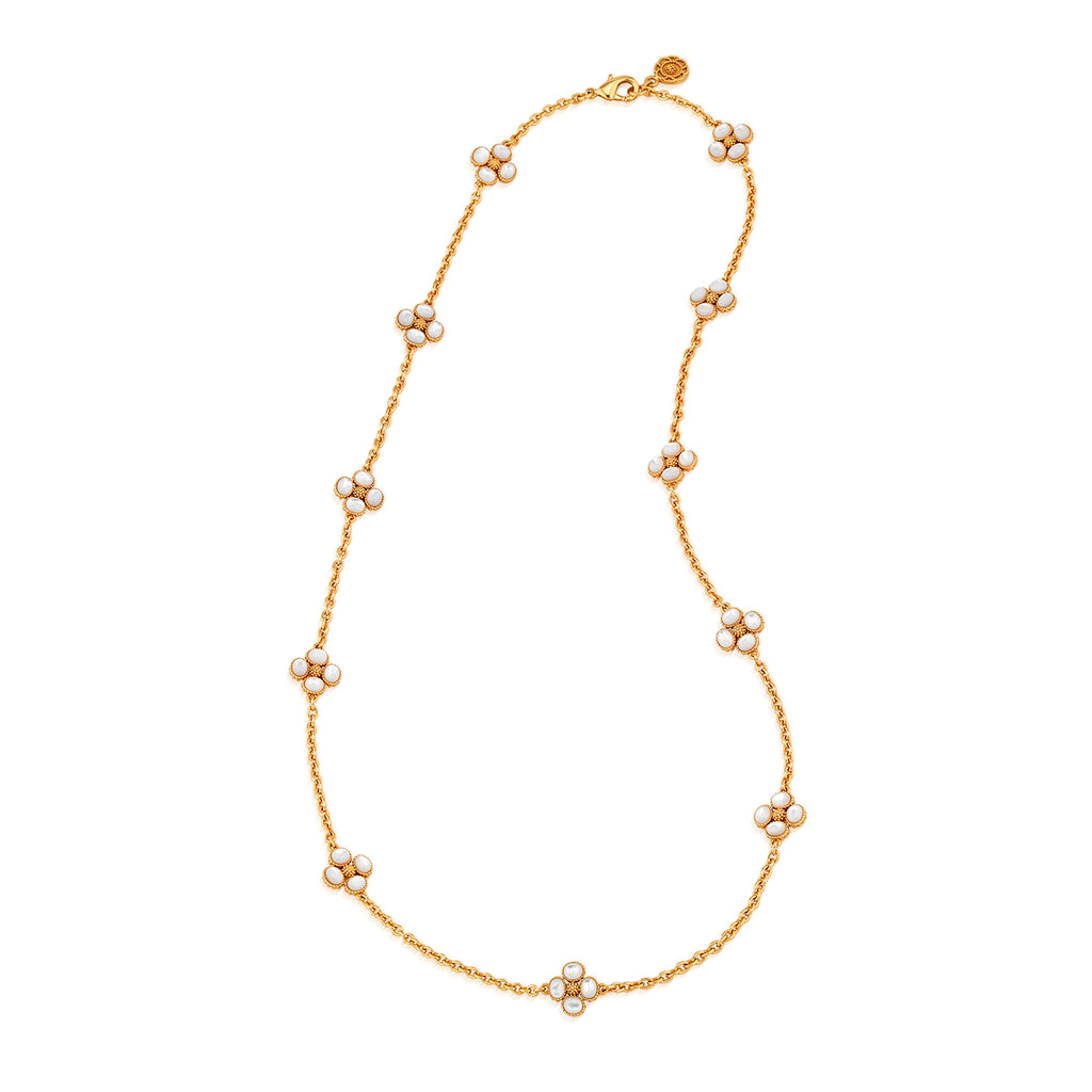 Berry Clover Double Sided Necklace, 28" - MOP