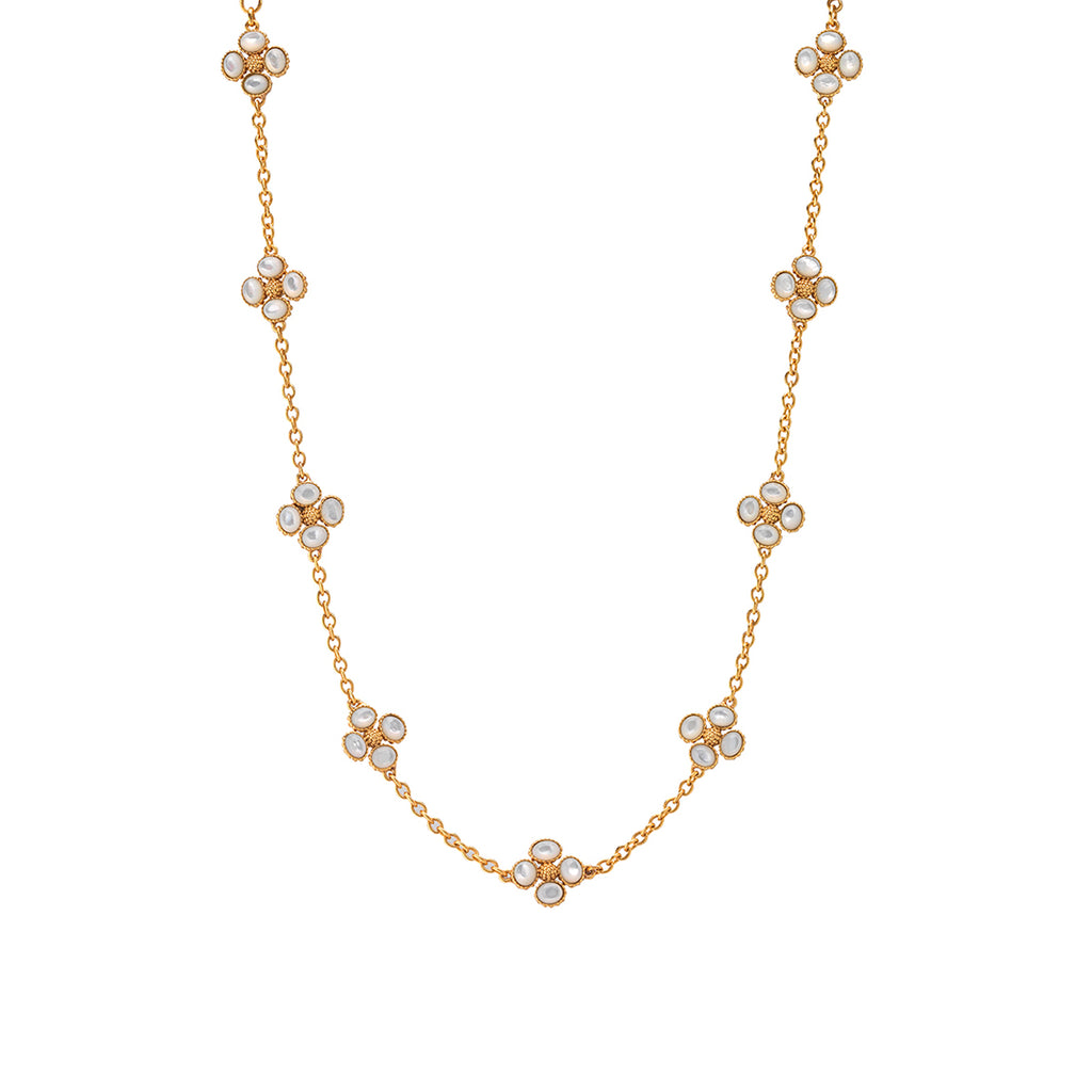 Berry Clover Double Sided Necklace, 16"+2" - MOP