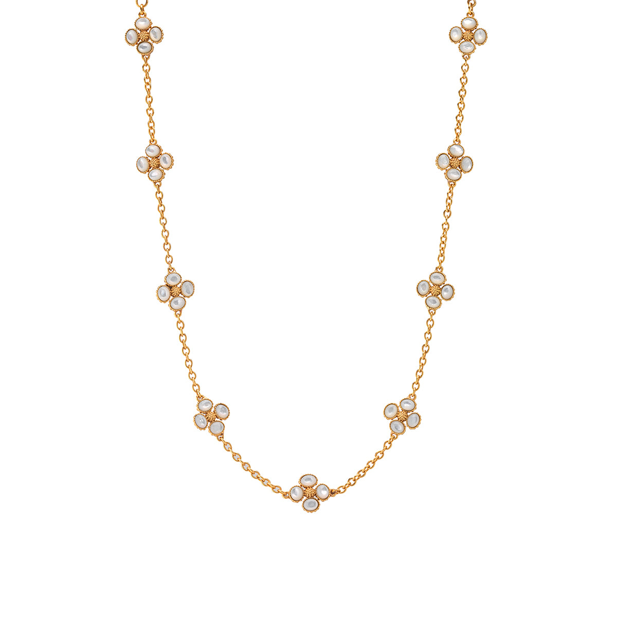 Berry Clover Double Sided Necklace, 16"+2" - MOP
