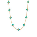 Berry Clover Double Sided Necklace, 16"+2" - Turquoise