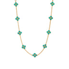 Berry Clover Double Sided Necklace, 16"+2" - Turquoise