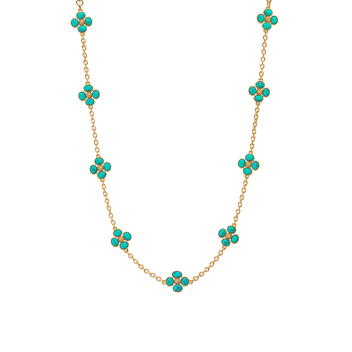 Berry Clover Double Sided Necklace, 16"+2" - Turquoise