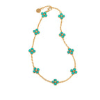Berry Clover Double Sided Necklace, 16"+2" - Turquoise