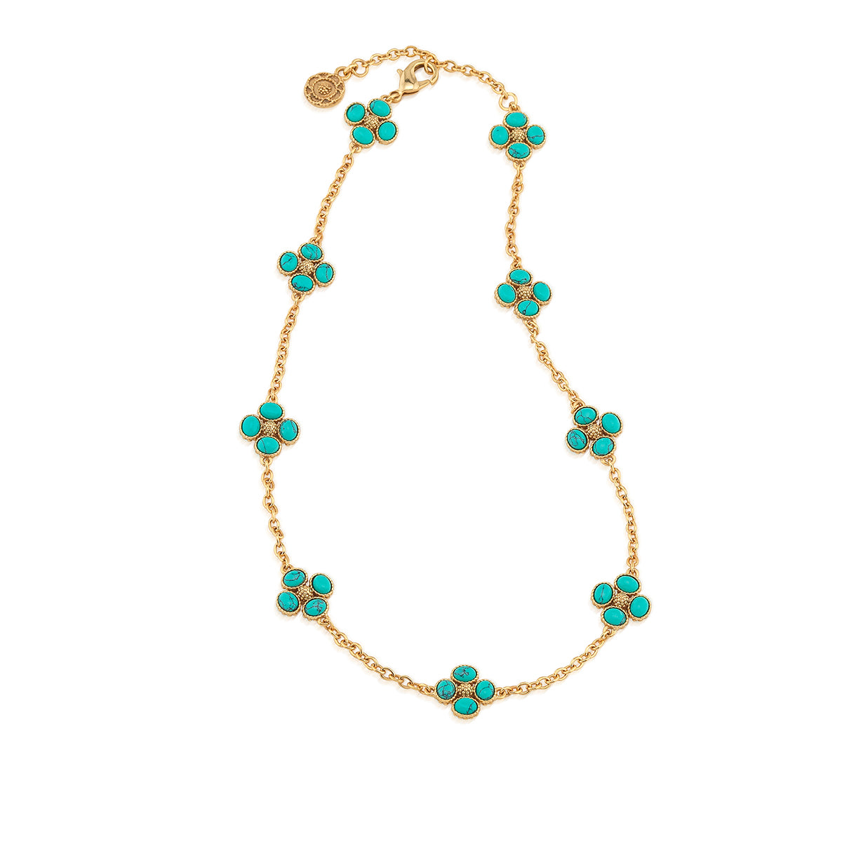 Berry Clover Double Sided Necklace, 16"+2" - Turquoise