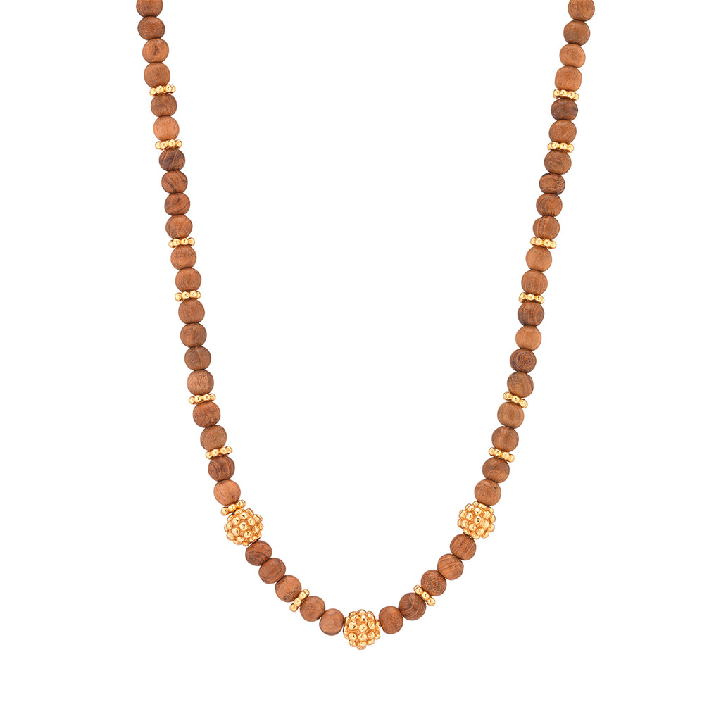 Berry Single Strand Petite Beads Necklace - Teak