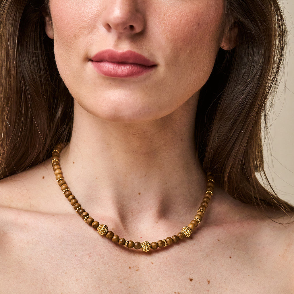 Berry Single Strand Petite Beads Necklace - Teak