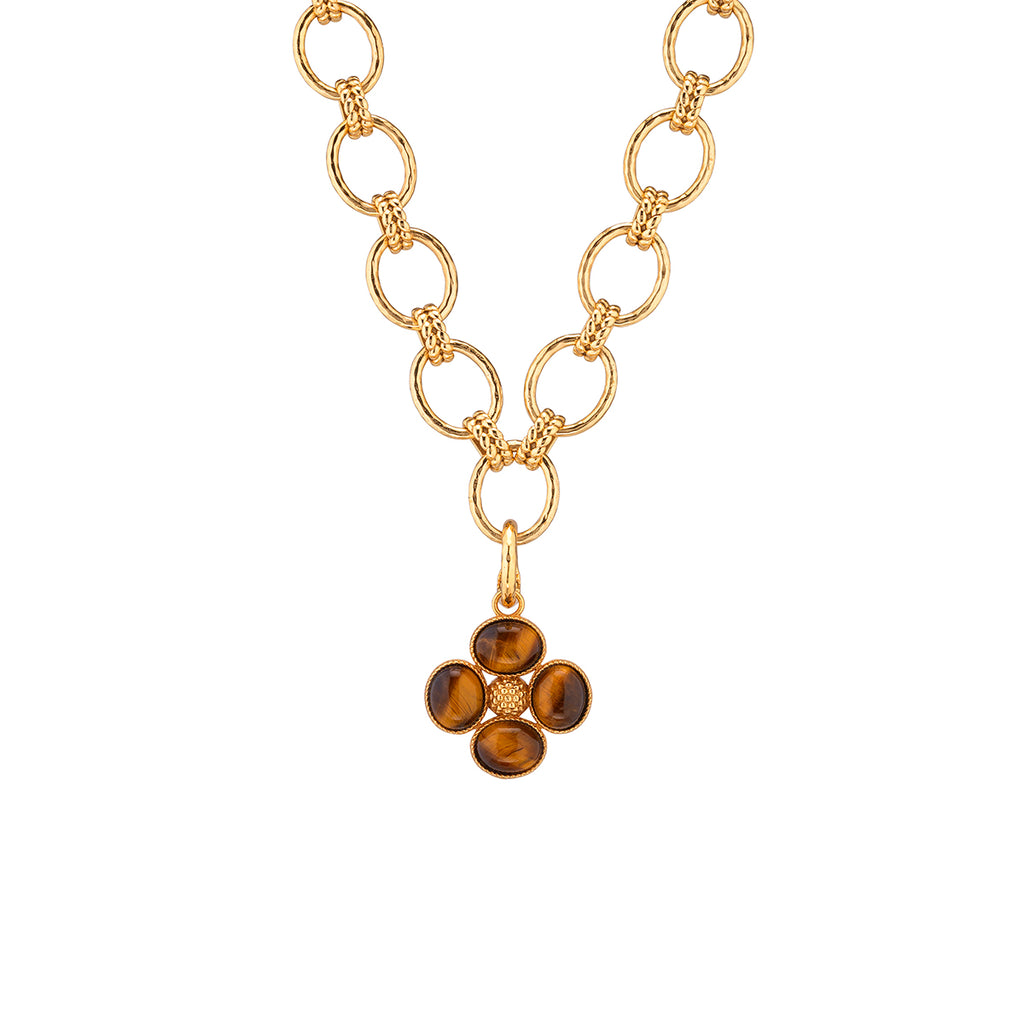 Berry Clover Double Sided Charm/Pendant - Tiger's Eye