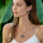Berry Clover Double Sided Pendant - Blue Labradorite