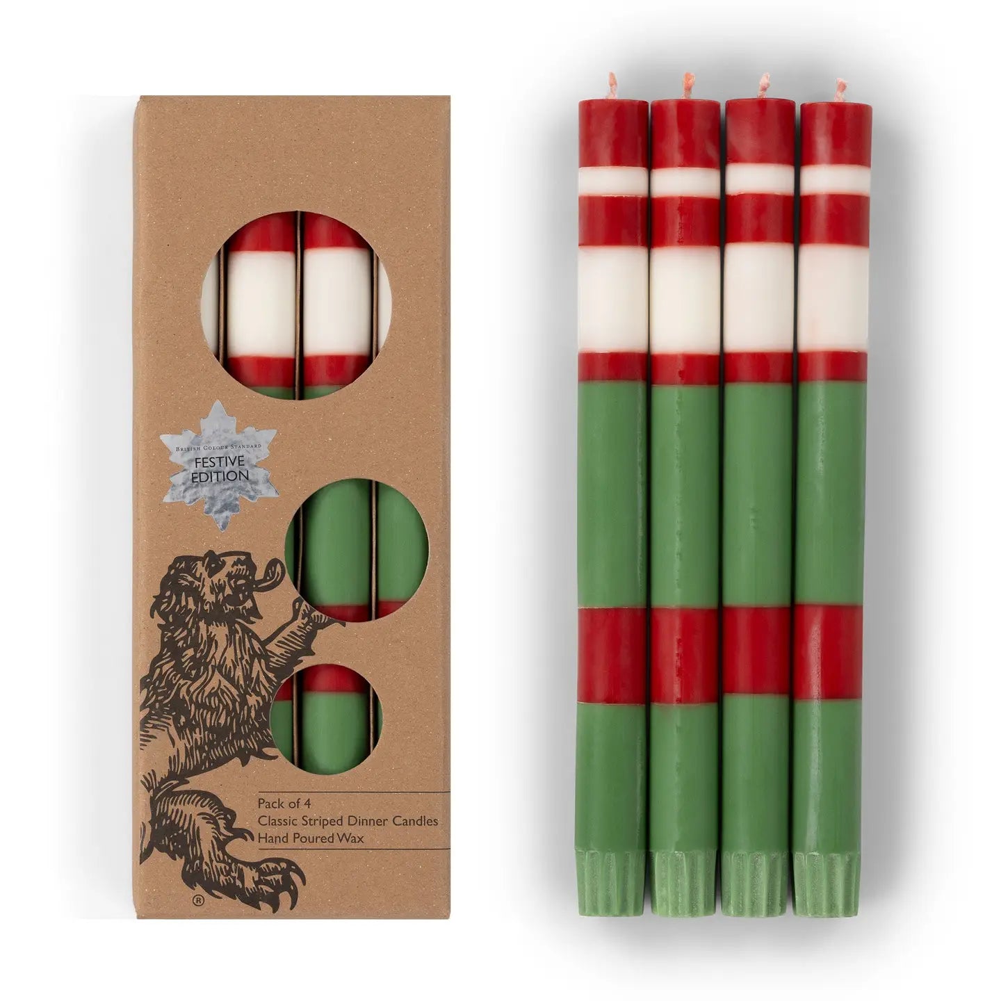 Set 4 Striped Holiday Candles