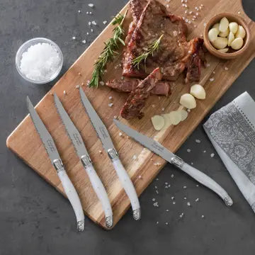 Steak Knives Set of 4 in Pearlized White