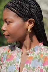 Anna Bamboo Hoop Earring - 18k Gold Plated