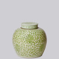 Scrolling Lotus Green and White