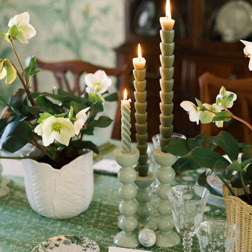 Bobbin Candlestick in Sage