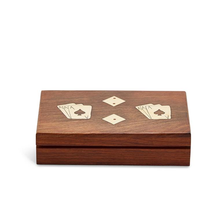 Wood Card & Dice Game Set