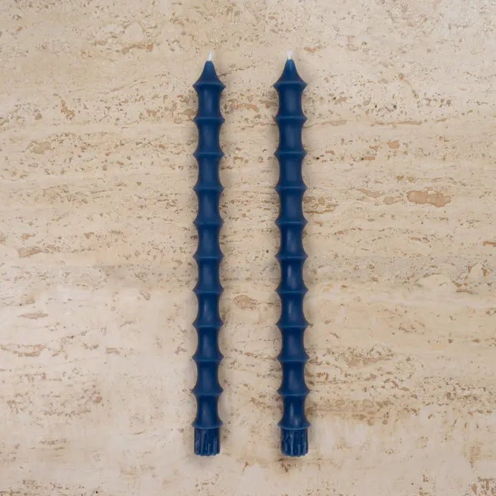 Pair Bamboo Taper Beeswax Candles