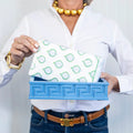 Cornflower Lacquer Greek Key Guest Towel Holder