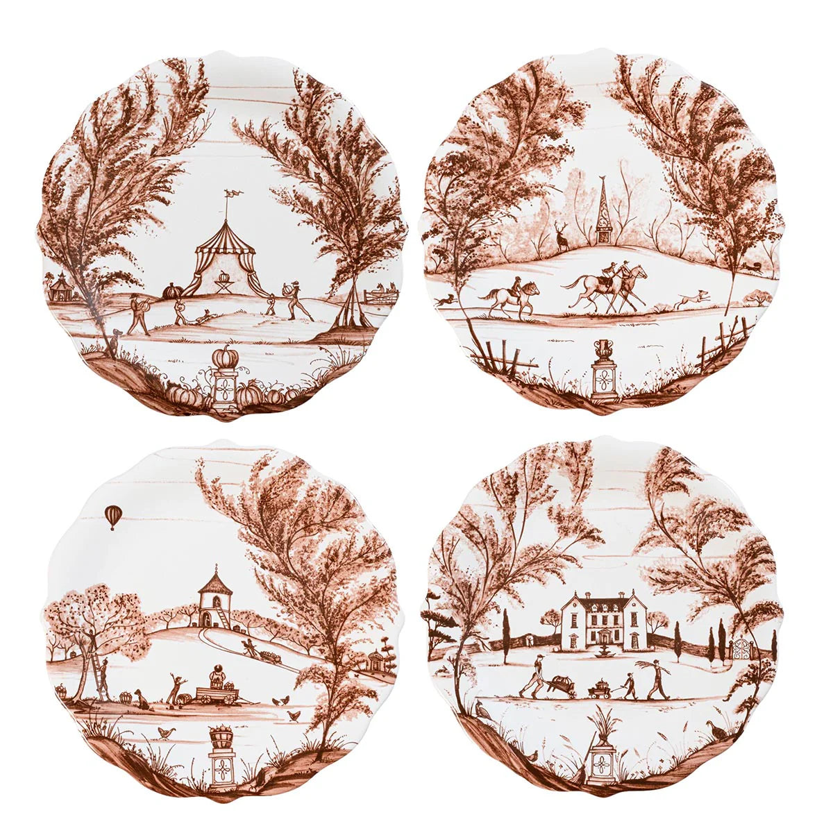 Country Estate Party Plates Assorted Set/4 Harvest