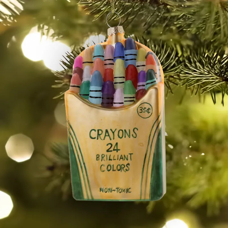 Crayon Box Glass Ornament