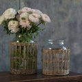 Wicker Basket with Glass Canister Large