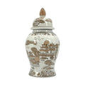 Brown & White Chinoiserie 14" Ginger Jar
