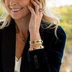 Scarab Family Cuff in Labradorite, Black Agate
