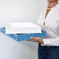 Cornflower Greek Key Lacquer Tray