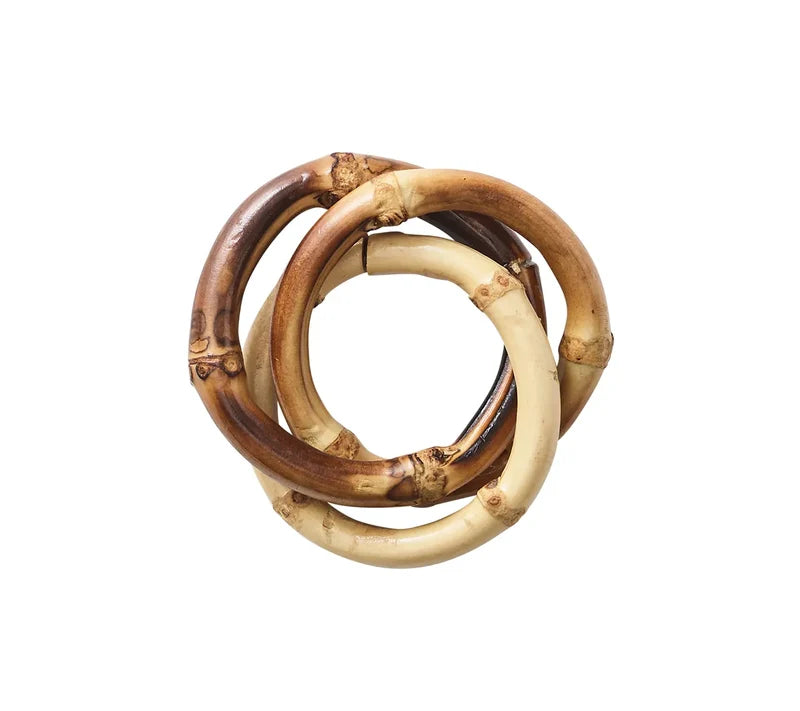 Set 4 Bamboo Trinity Napkin Rings in Natural