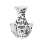 Country Estate tulipiere vase in flint grey with detailed landscape design and three multi-stem openings.