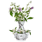 Country Estate tulipiere vase in flint grey with floral arrangement, featuring multiple stems and intricate botanical desi...