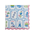Mahjong Scalloped Cocktail Napkins
