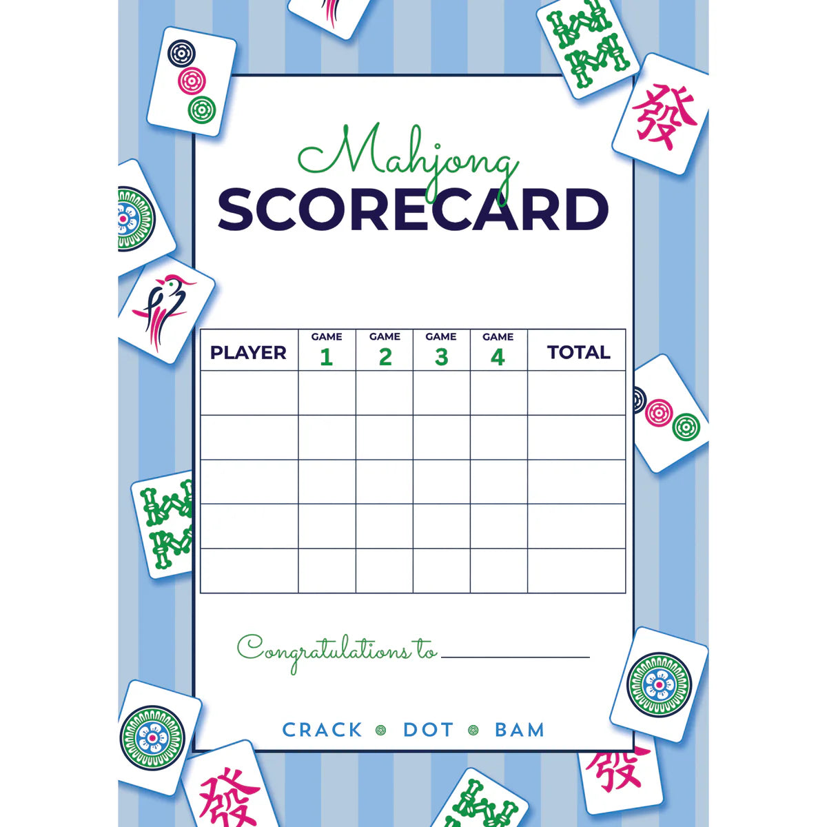 Mahjong Tiles Scorecard Notepad
