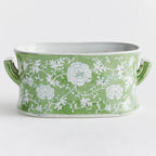 Green & White Chinoiserie Imperial Lotus Planter