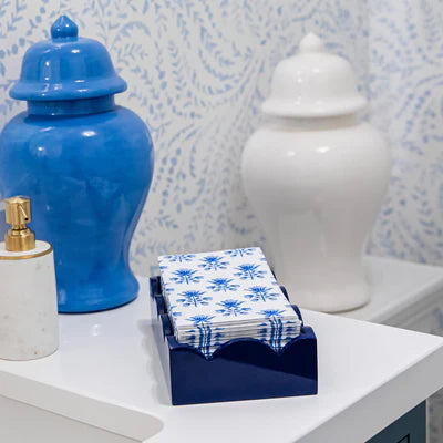 Lacquer Scalloped Guest Towel Holder | Navy Blue