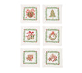 Christmas Trellis Cocktail Napkins Set of 6 - White/Multi
