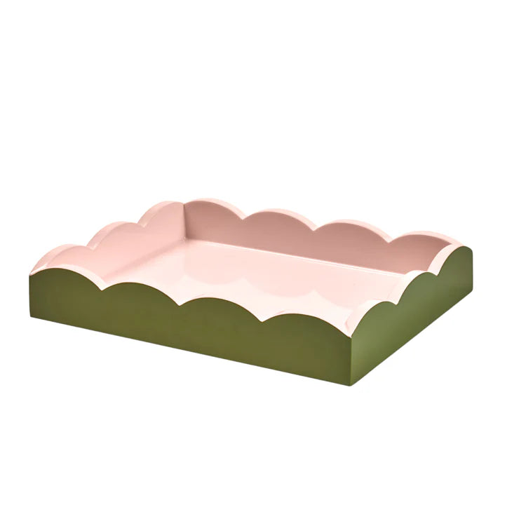 Khaki & Pink Lacquered Scallop Tray | Small