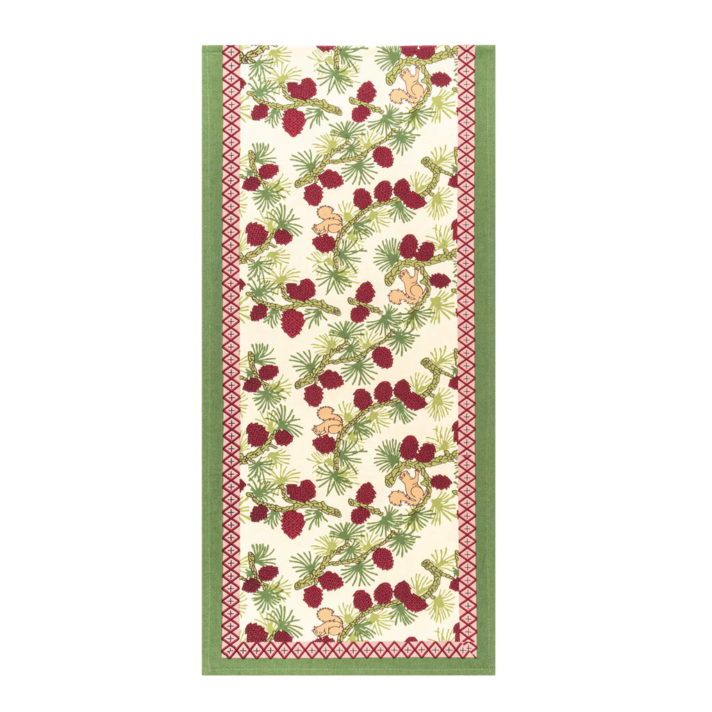 Squirrel & Pinecone Red & Brown Runner