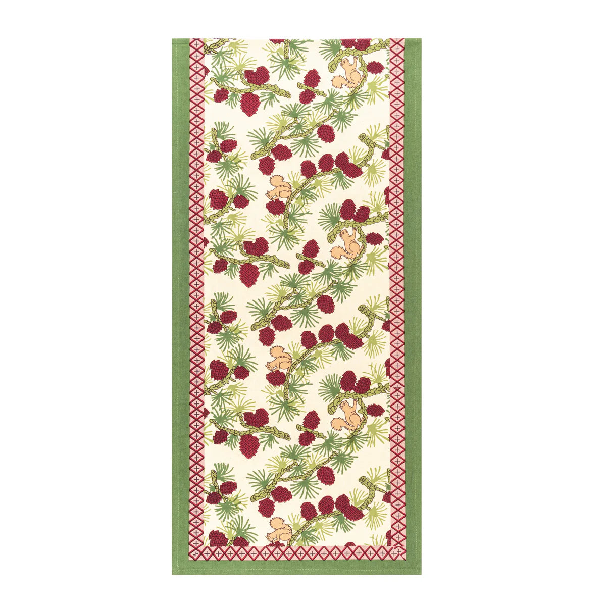 Squirrel & Pinecone Red & Brown Runner