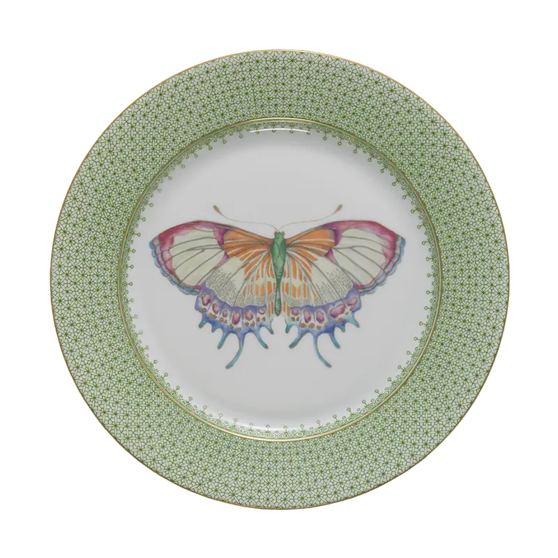 Apple Green Lace Dessert Plate with Butterfly