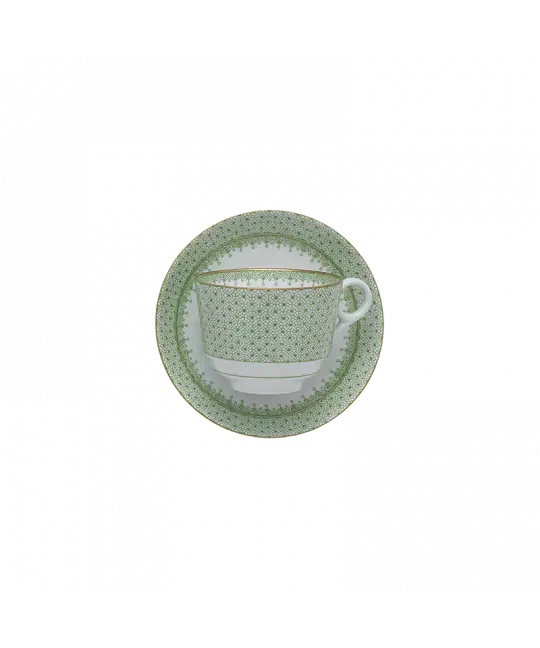 Apple Green Lace Tea Cup & Saucer