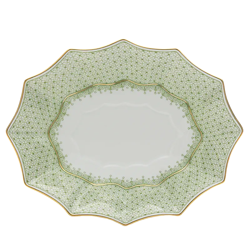 Apple Green Lace Large Fluted Tray